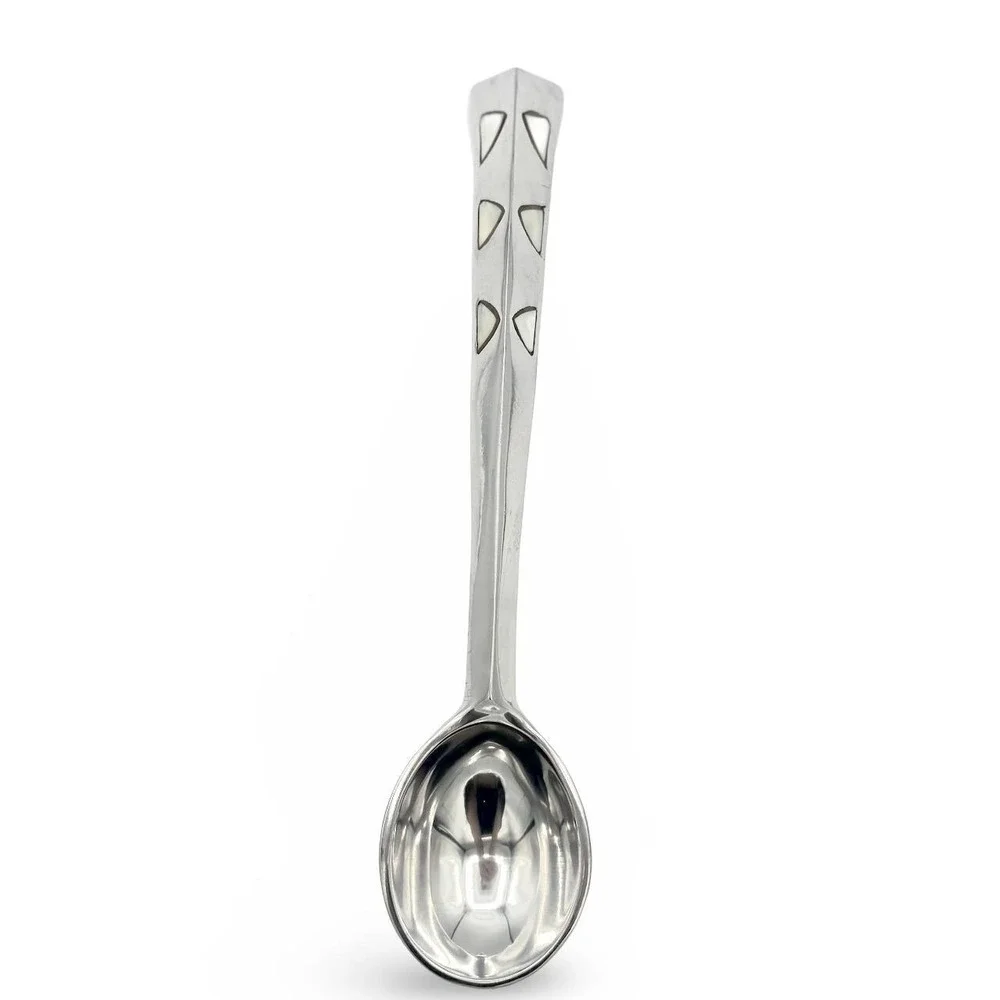 Towle Silversmiths Mother of Pearl Inlay Aluminum Salad Serving Spoon Silver MCM